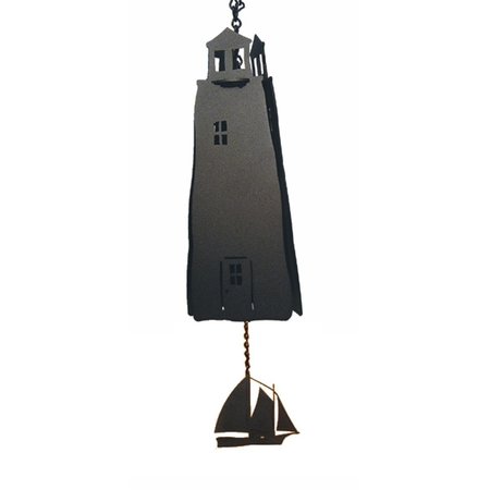 NORTH COUNTRY WIND BELLS INC North Country Wind Bells  Inc. 126.5024 Ships Bell with black lighthouse wind catcher 126.5024